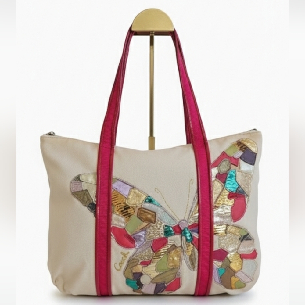 Coach Poppy Glam Sequin Patchwork Butterfly Tote Bag 2009